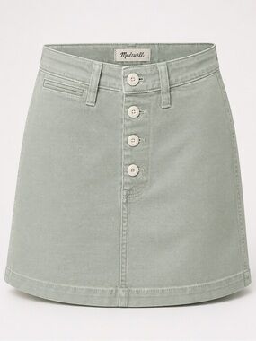 Madewell NWT Sage Green Button-Front Mini Skirt | Size 23 | Linen Blend